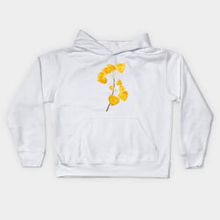 bright yellow birch leaves branch Kids Hoodie